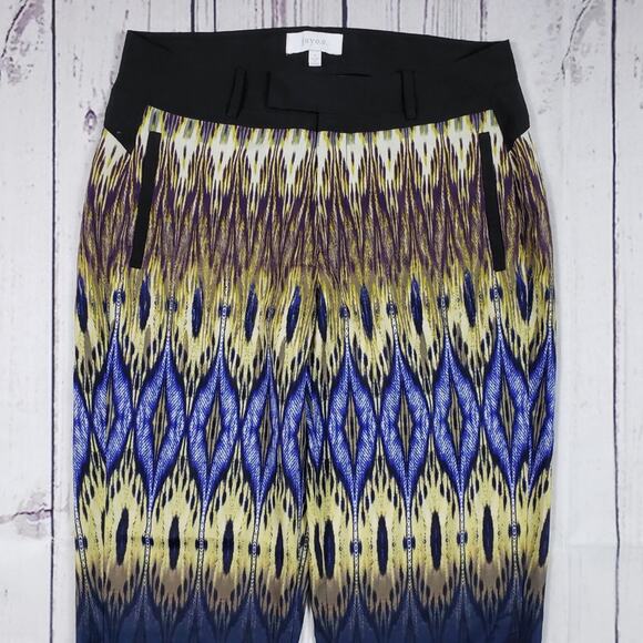 Jaye.e. Multicolor Printed Sheer Button Ankle Pants Women's Size Small - Picture 5 of 12